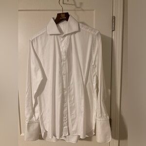 White twill French cuff dress shirt 15